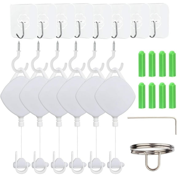 VR Cable Management System, Ceiling Hooks with Retractable Carabiner, Pulley System for PSVR2/Quest/Rift S/Valve Index/HTC Vive/Vive Pro/HP Reverb G2/ VR Accessories