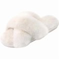 thumbnail image 1 of wonima44 Women's Fuzzy Slippers Comfy Cross Band House Shoes Memory Foam Open Toe Indoor Gifts for Ladies, 1 of 1