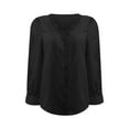 thumbnail image 4 of Women's Lace Detail Blouse V Neck Long Sleeve Flowy Casual Everyday Top Black XL, 4 of 5