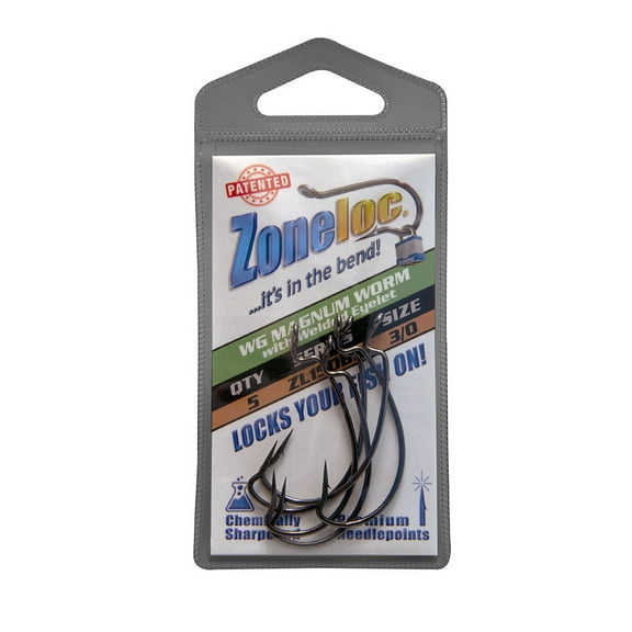 Zoneloc - Wide Gap Magnum Worm - with WELDED EYELETS - 5pc Black Nickel