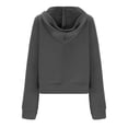 thumbnail image 4 of Solid Color Cropped Hoodies for Women Oversize Fit Autumn Sweatshirt Zipped Closure Zip-up Hoodie Streetwear with Pockets Gym Workout Athleisure Casual Essentials, 4 of 5