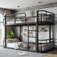 thumbnail image 4 of Leumius Twin XL over Twin XL Bunk Bed Frame with Ladders & Guardrails, Upgraded Round-Pipe Metal Frame, Stylish & Versatile for Any Room,Black, 4 of 9