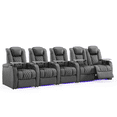 thumbnail image 2 of Weilianda Home Theater Seating Top Grain Nappa Leather Recliner Chair Dual Power Movie Gaming Sofa Electric Headrest with Tray Table Type-C USB Charge Cup Holders (Row of 5 Loveseat left), 2 of 8