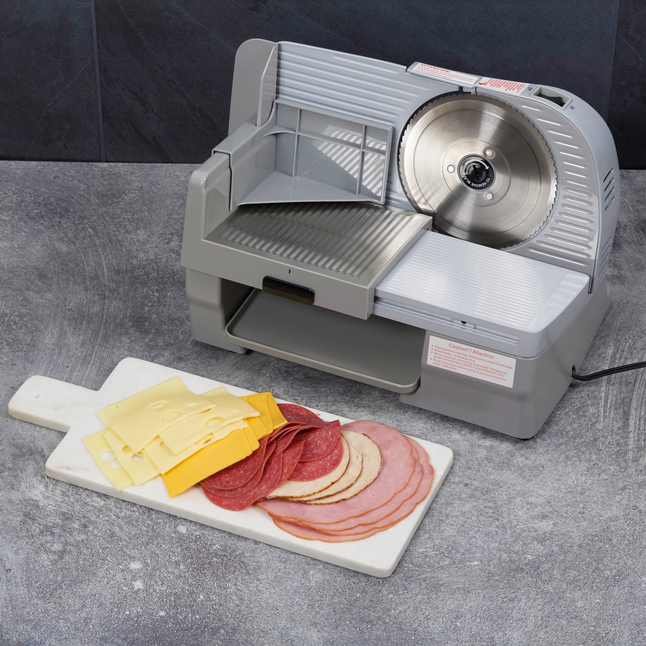 Chef'sChoice Model 609A Electric Meat, Cheese and Bread Slicer with 7" Stainless Blade and Adjustable Thickness Control, in Silver (609A000)