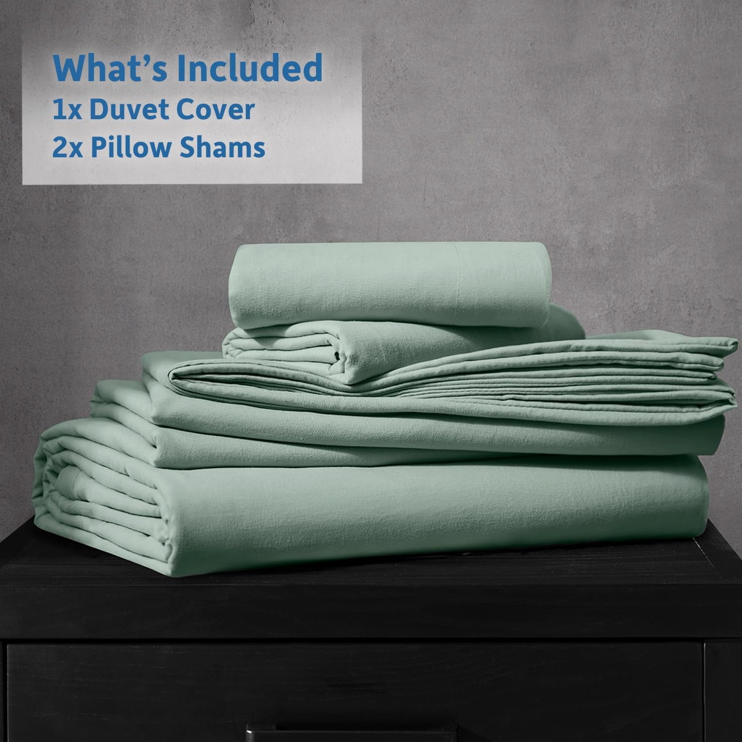 LammaLoe Duvet Cover King Size, Soft Prewashed 3-Piece Duvet Cover Bedding Set with Pillow Shams, Sage Green