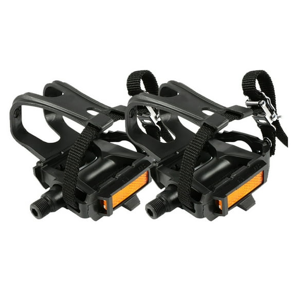 Bike Pedals with Clip & Straps Bicycles Toe Clip Cage Indoor Exercise Bike Pedals for Fitness Indoor Exercise Bikes