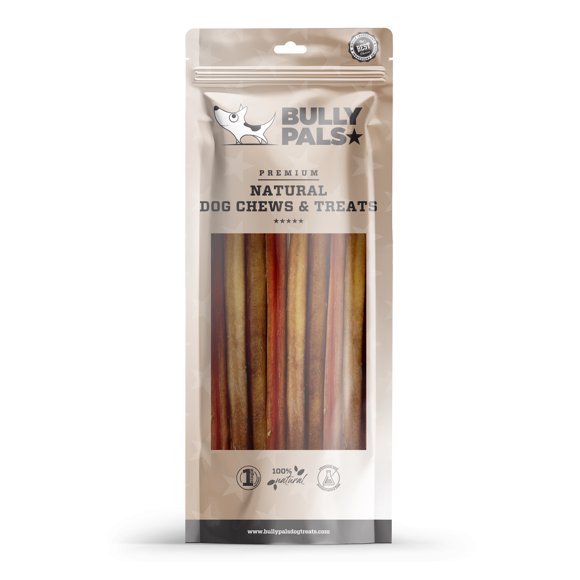 BULLY PALS - 9-11 inch Thick Bully Sticks for Medium to Large Dogs - 10 Pack - 370 gr - All Natural, Long Lasting Healthy Dental Chews for Dogs