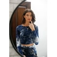 thumbnail image 2 of Multicolor Tie-dye Velvet Cropped Long Sleeve Top & Bike Shorts Set, 2 of 5