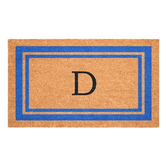 Blue Border Monogram Doormat (Letter D)