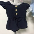thumbnail image 1 of Mialoley Baby Girl's Solid Color Jumpsuit Ruffle Sleeve Button Down Bow Romper, 1 of 7