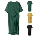 thumbnail image 5 of Women Summer Short Sleeve Kink Dress Casual Shirt Midi Korean Side Split Ladies, 5 of 9