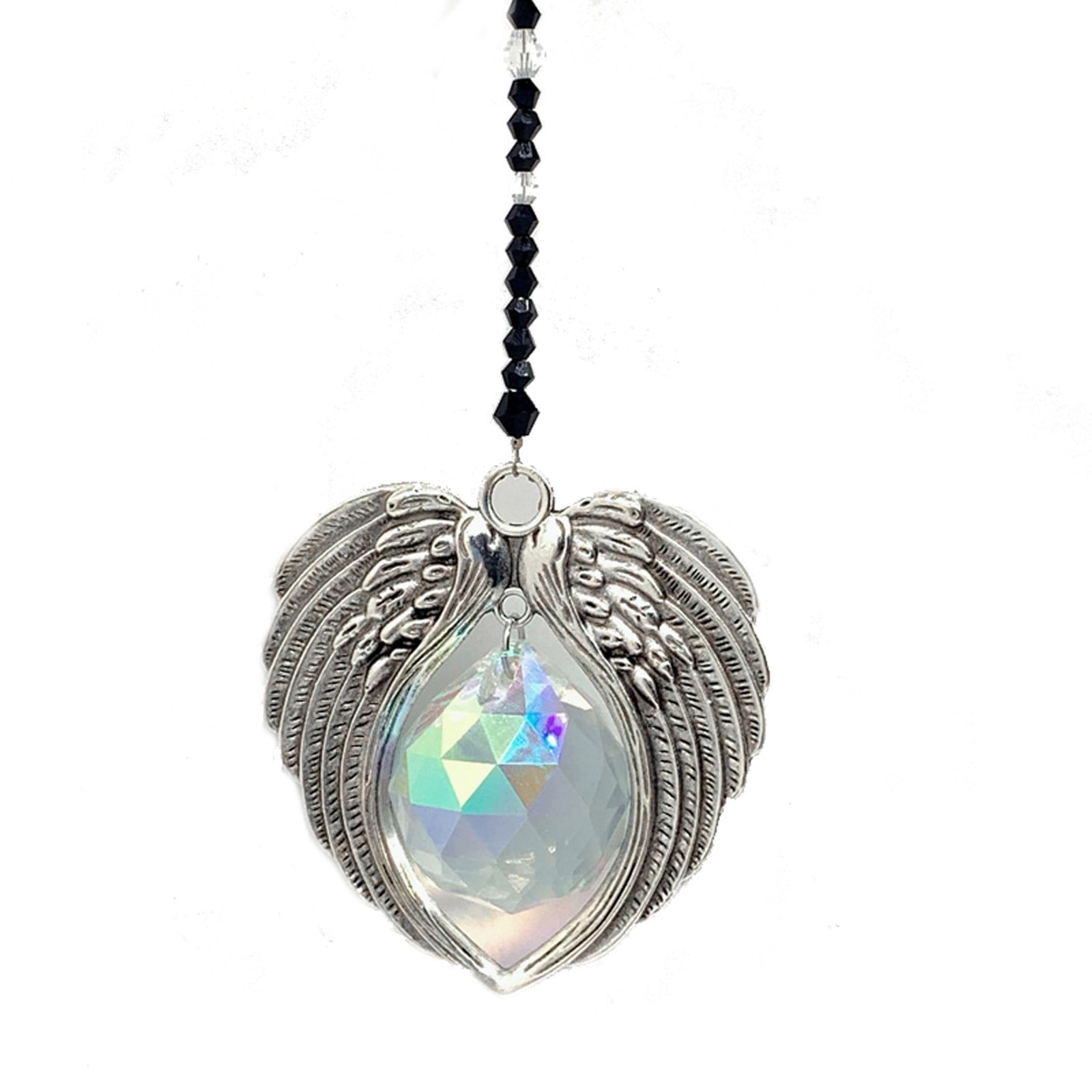 COOL FEATHER ANGEL WING SILVER PEWTER PENDANT NECKLACE