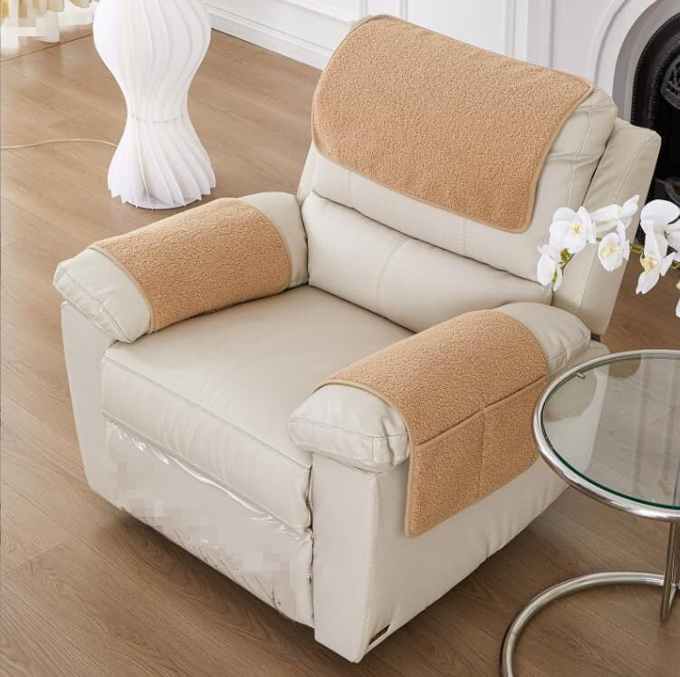 3 Pcs/Set Recliner Covers Armrest Covers for Recliner Chair with Storage Pockets Headrest Cover for Sofa Recliner Protector