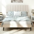 thumbnail image 4 of Costway Full Size Velvet Bed Frame with Height Adjustable Vertical Channel Headboard, Beige, 4 of 11