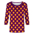 thumbnail image 6 of Plus Size T-Shirts Womens 3/4 Sleeve Polka Dots Print Crew Neck Graphic Tees Base Casual Summer Tops (L, Wine), 6 of 6