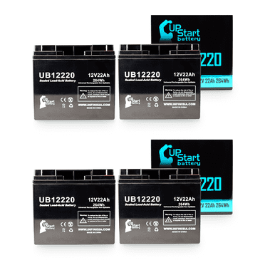 4x Pack - Compatible Amigo Mobility ValueShopperXL Battery - Replacement UB12220 Universal Sealed Lead Acid Battery (12V, 22Ah, 22000mAh, T4 Terminal, AGM, SLA)