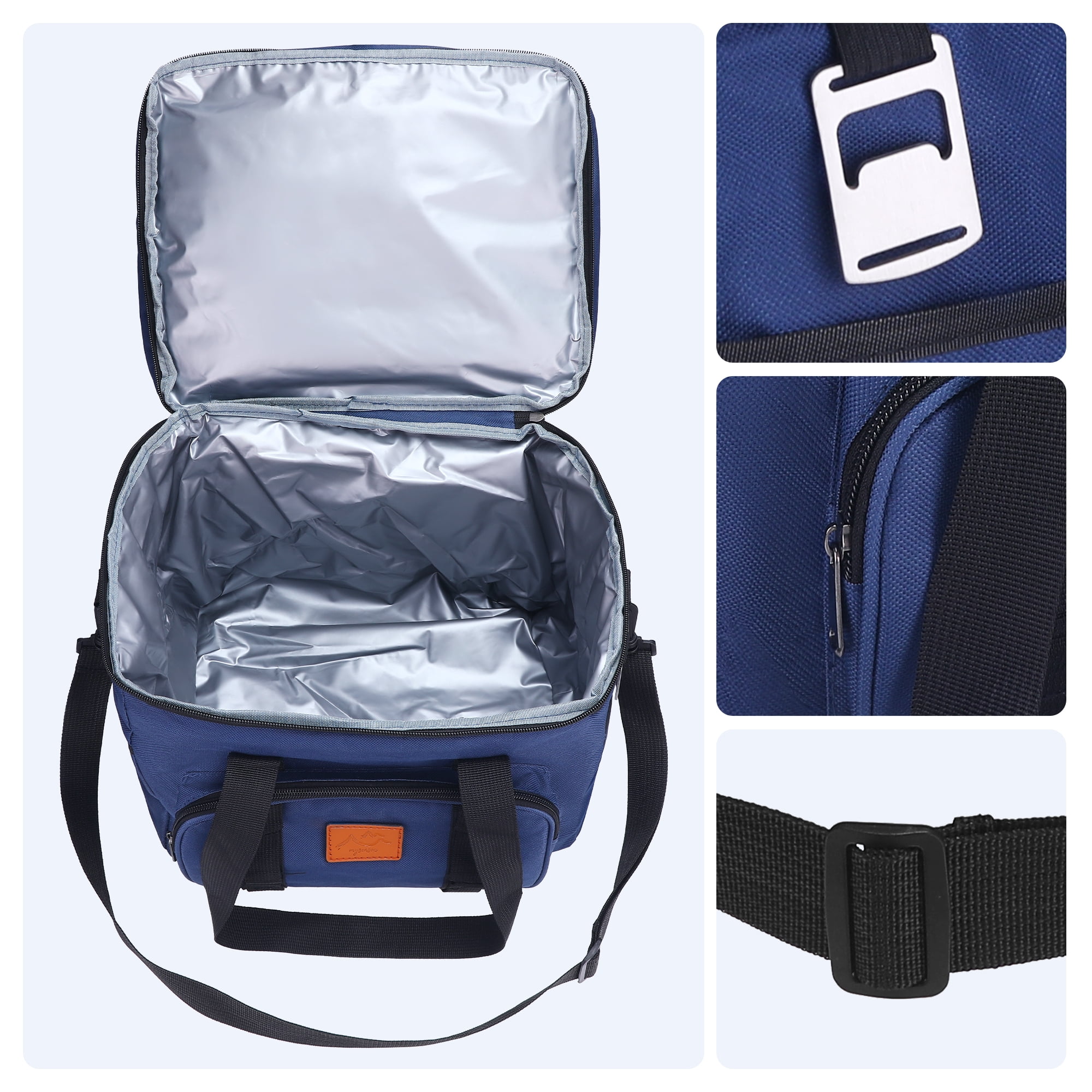 Unique Bargains Reusable Leakproof Lunch Bag for Office, Beach Navy Blue