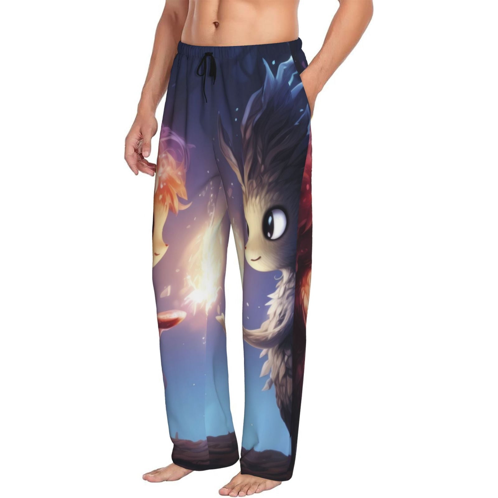Rateoe Dreamy Forest Elf Pattern Men’s Ultra-Soft Comfy Pajama Lounge Pants Sleepwear,Comfortable Lounge Wear,lightweight Pajamas, Casual Home Wear-Medium