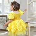 thumbnail image 5 of QEFJNO Baby Girl Short Sleeve Belle Princess Dress Infant Toddler Halloween Birthday Christmas Party Dress Up Clothes 2-3T, 5 of 13