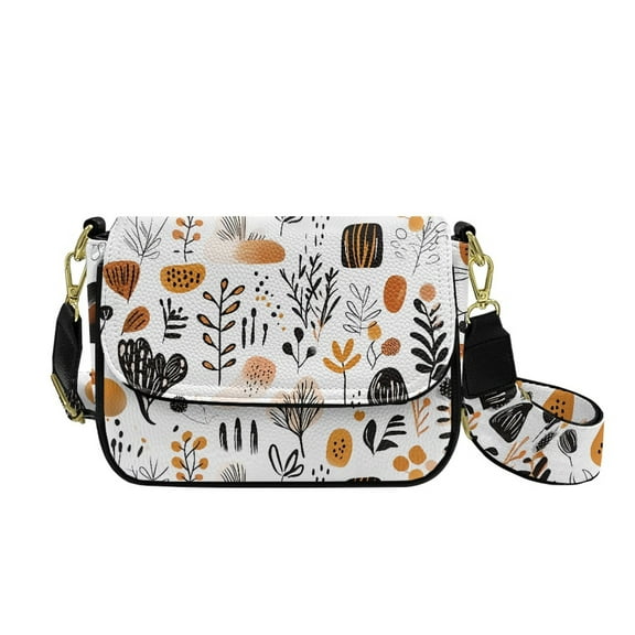 TSOVTHRID Abstract Floral Plant Print Women's Crossbody Purse PU Leather Crossbody Bag Small Shoulder Handbags for Women Casual Daily Shopping Use