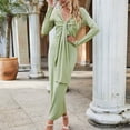 thumbnail image 4 of Womens Long Sleeve V Neck Bodycon Maxi Dress Twist Front Ruched Plain Slim Fit Elegant Long Dress Fall Party Dress, 4 of 7