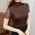thumbnail image 5 of Womens Mock Turtle Neck Short Sleeve Tops Sheer Mesh Shirts Slim Fit Blouse Trendy Going Out Outfits, 5 of 5