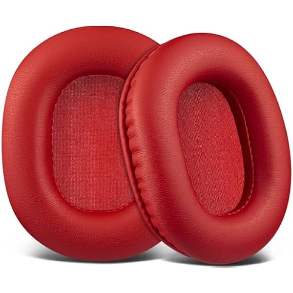 wonima02 Earpads Replacement for Audio Technica ATH M50X M50XBT M50RD M40X M30X M20X MSR7 SX1 Monitor Headphones, Ear Pads Cushions with Softer Protein Leather, High-Density Foam - Red
