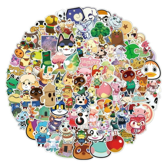 100 PCS For Animal Crossing Theme Water Bottle Stickers for Teens,Waterproof Vinyl Holiday Party Stickers for Skateboard,Suitcases, Laptop Stickers for Girls Boys Gift