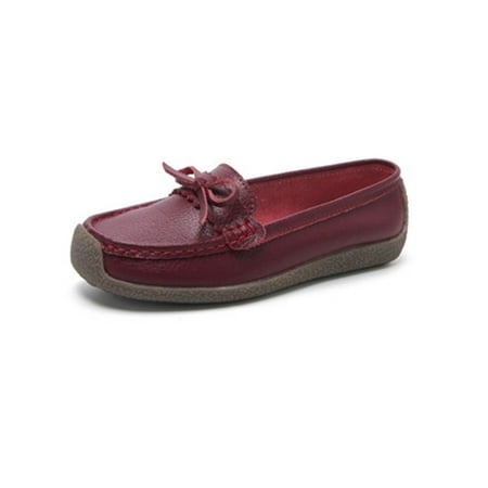 

Colisha Women Flats Round Toe Loafers Slip On Nurse Shoe Driving Nonslip Boat Shoes Flat Moccasins Wine Red 10