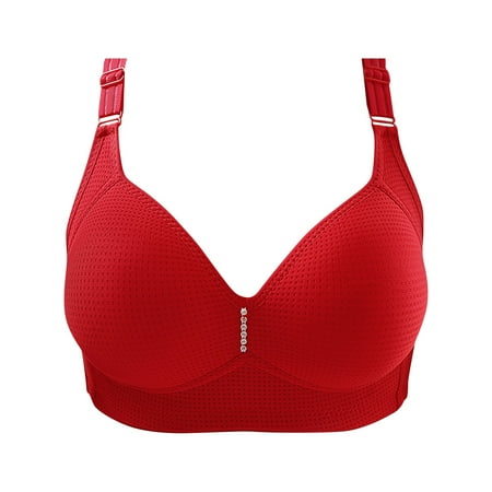 

KDDYLITQ Women Bralette Support 18 Hour Push Up Adjustable Straps Bras Full Coverage Bra Red 38