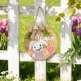 thumbnail image 4 of Easter Door Sign Wooden 3D Rabbit with Flax Rope Bow Decorative Outdoor Courtyard Door Hanging, 4 of 8