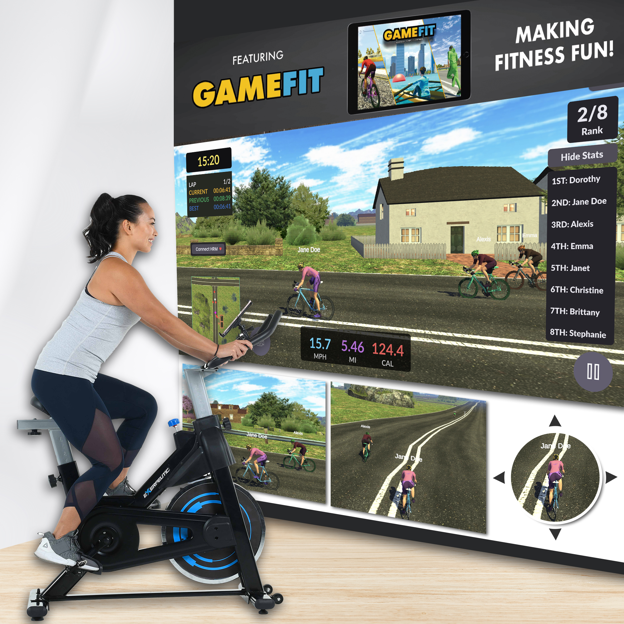 Exerpeutic Bluetooth Indoor Cycling Smart Exercise Bike w/ 1 year  MyCloudfitness App, Free Subscription - image 3 of 12