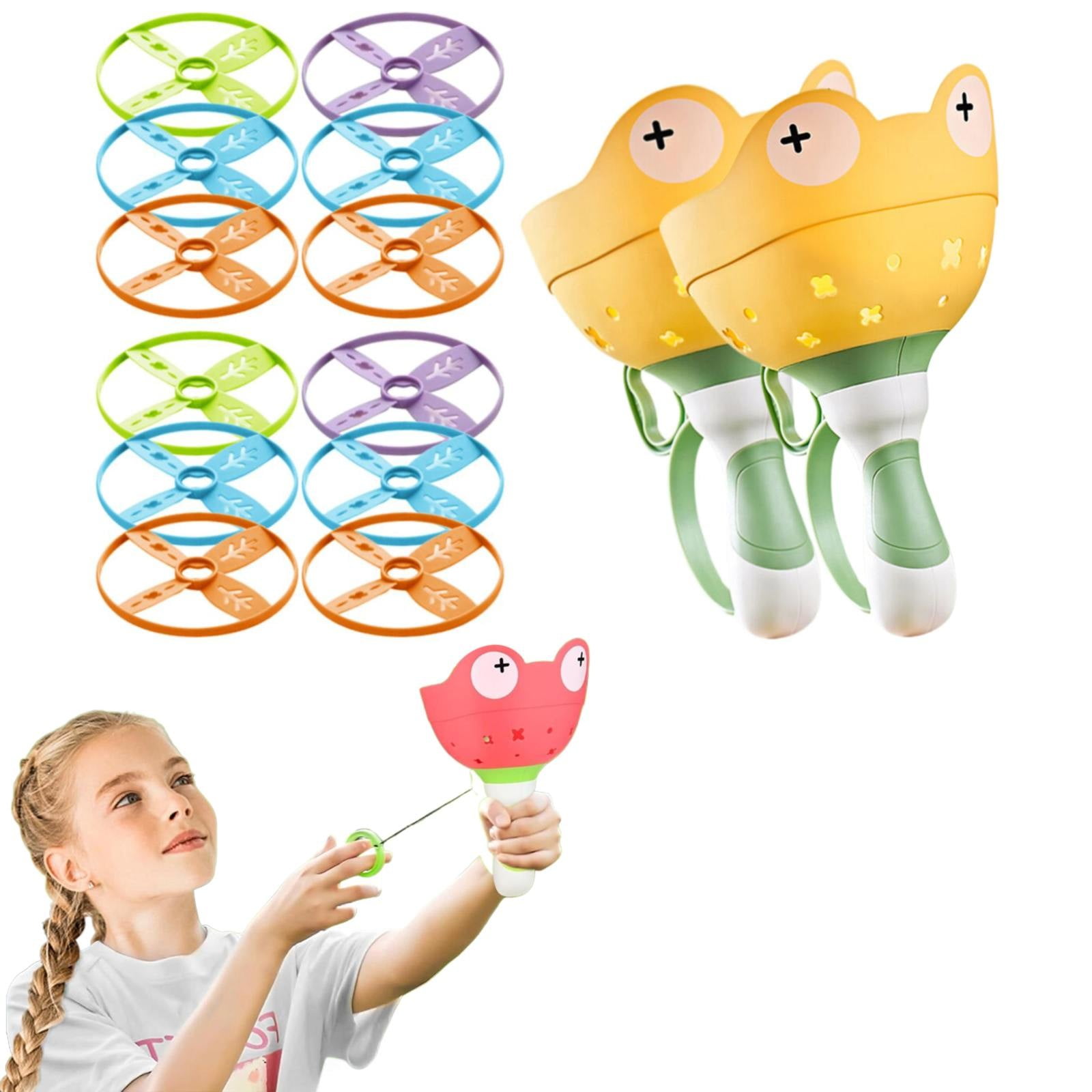 LGHDIWN Outdoor Toys for Kids Ages 4-8: Flying Disc Launcher Toys Manual Capture Catching Outdoor Games for 3 4 5 6 7 8 Years Old - Outside Toys for Toddlers 3-5