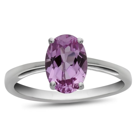 FJC Finejewelers 10k White Gold 7x5mm Solitaire Oval Created Pink Sapphire Ring