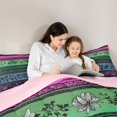 thumbnail image 4 of Homewish Pink Boho Floral Queen Comforter Set,Geometric Lines Comforter Sets Queen,Pink Reversible,3-Piece,1 Comforter and 2 Pillowcases, 4 of 7