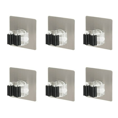 

6pcs Wall Mounted Mops Holder Multi-purpose Hooks Self Adhesive Broom Hanger Hook Kitchen Bathroom Organizer Strong Wall Hooks - Multi-purpose Hooks
