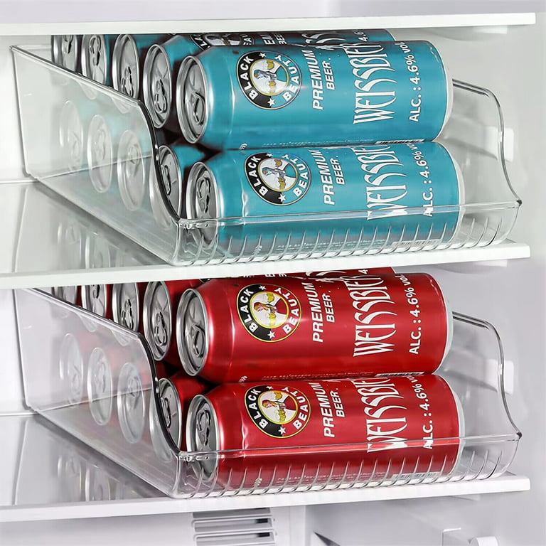 Refrigerator Organizer Bins Plastic Fridge Water Bottle Storage Dispenser,  Pop Soda Can And Drink Holder For Pantry Kitchen Cabinets And Freezer, Clea