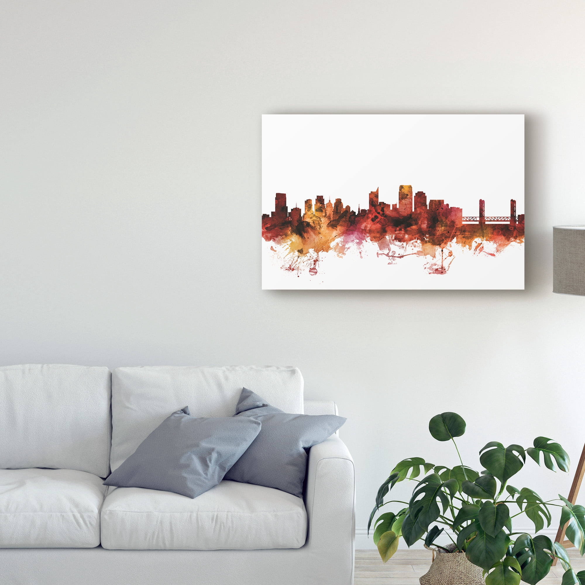 Trademark Fine Art 'Sacramento California Skyline Red' Canvas Art by Michael Tompsett