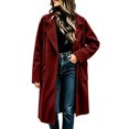 thumbnail image 2 of IUYRTFE Women's Long Overcoat Lapel Collar Button Down Knee Length Coat with Pockets Lined, 2 of 9