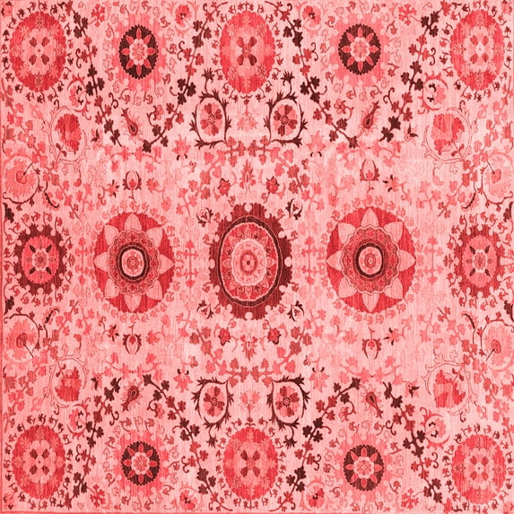 Ahgly Company Indoor Square Oriental Red Modern Area Rugs, 3' Square