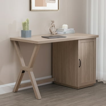Sunjoy 47’’ Simple Industrial Design Home Office Computer Desk Workstation Writing Study Table with Sturdy X-Shaped Leg and Storage Cabinet