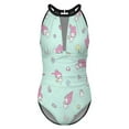 thumbnail image 4 of Kuromi And My Melody Women's One Piece Swimsuit High Neck Tummy Control Swimwear Bathing Suit, 4 of 7