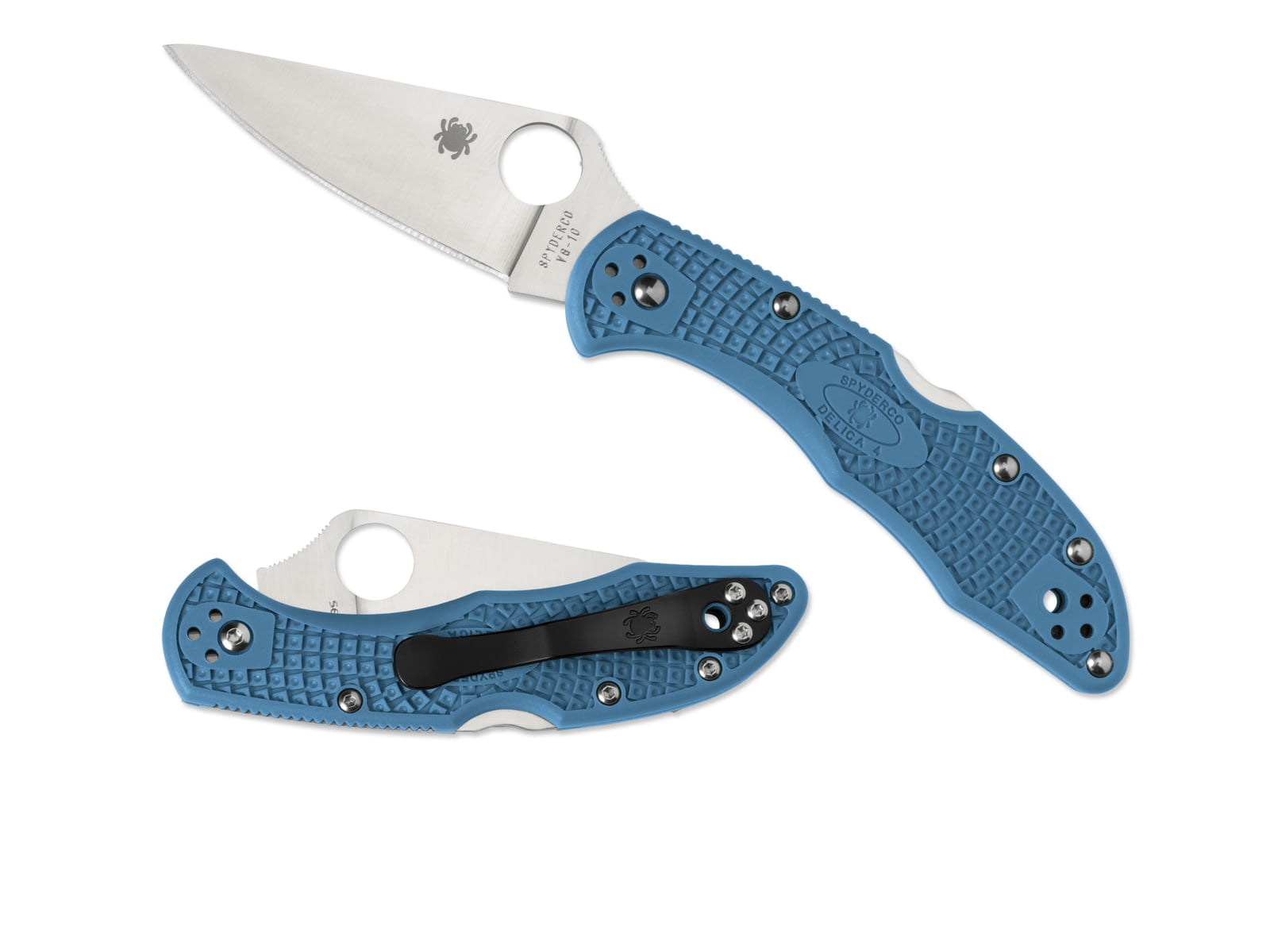Spyderco Delica 4 Lightweight Blue FRN Flat Ground PlainEdge Folding Knife