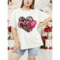 thumbnail image 3 of Anbech Plus Size Women Shirt Love Heart Crewneck Tshirt Short Sleeve Oversized Graphic Sweet Top, 3 of 7