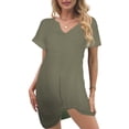 thumbnail image 1 of Vestido de punto para mujer - Vestido corto de playa con cuello en V y manga corta para piscina/fiesta en la playa, 1 of 4