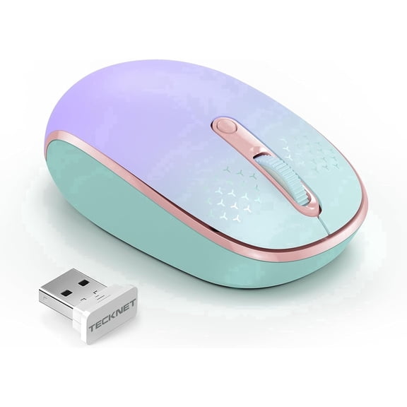 Wireless Mouse, 2.4G Quiet Computer Mouse with USB Receiver, 4 Buttons Portable Cordless Mice for Chromebook, Laptop, PC, Mac, 800/1200/1600 DPI