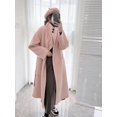 thumbnail image 4 of Abrigo de lana con cuello levantado largo para mujer, gabardina de Cachemira de doble cara, chaqueta de lana con tirantes de estilo largo, Otoño/Invierno 2024, 4 of 5