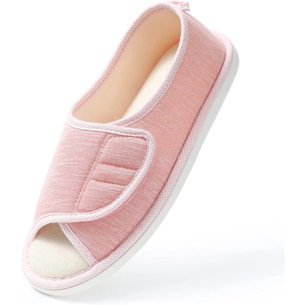 Women's Open Toe Diabetic Slippers with Moisture Wicking Lining. Memory