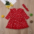 thumbnail image 3 of BemeyourBBs Toddler Baby Girls Valentines Day Outfits Toddler Girls Tutu Dress Spring Clothes Heart Printed Long Sleeves Ruffle Dress with Headband, 3 of 9