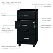 Space Solutions 18 Deep 4 Drawer Metal Mobile Organizer, 4 Box Drawers, Locking, Black